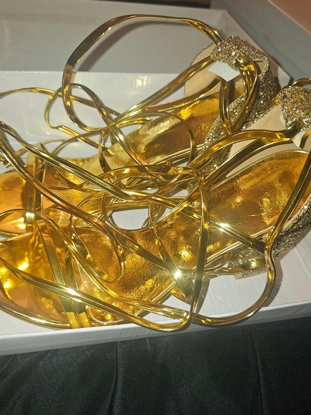 Gold Metallic Lace-Up High Heels for Women